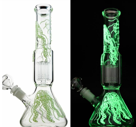 Louis Electroplated Glow In The Dark Rose Gold Glass Bong Bongs