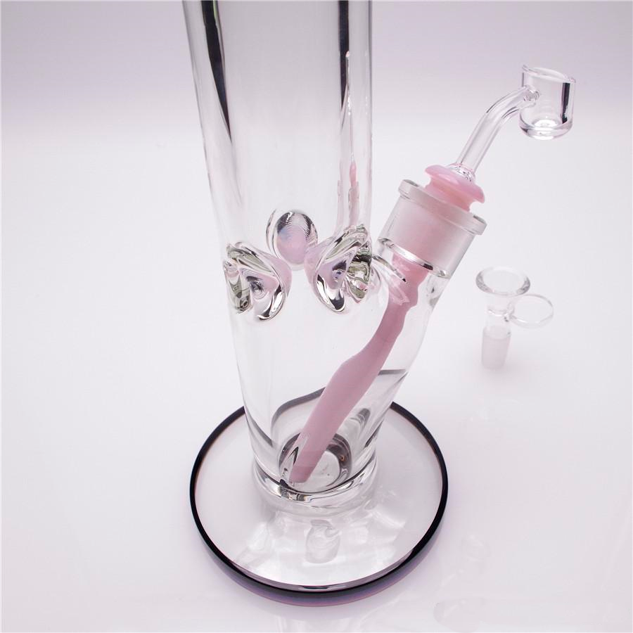 Girly - Thick Pink Clear Straight Tube Dab Rig