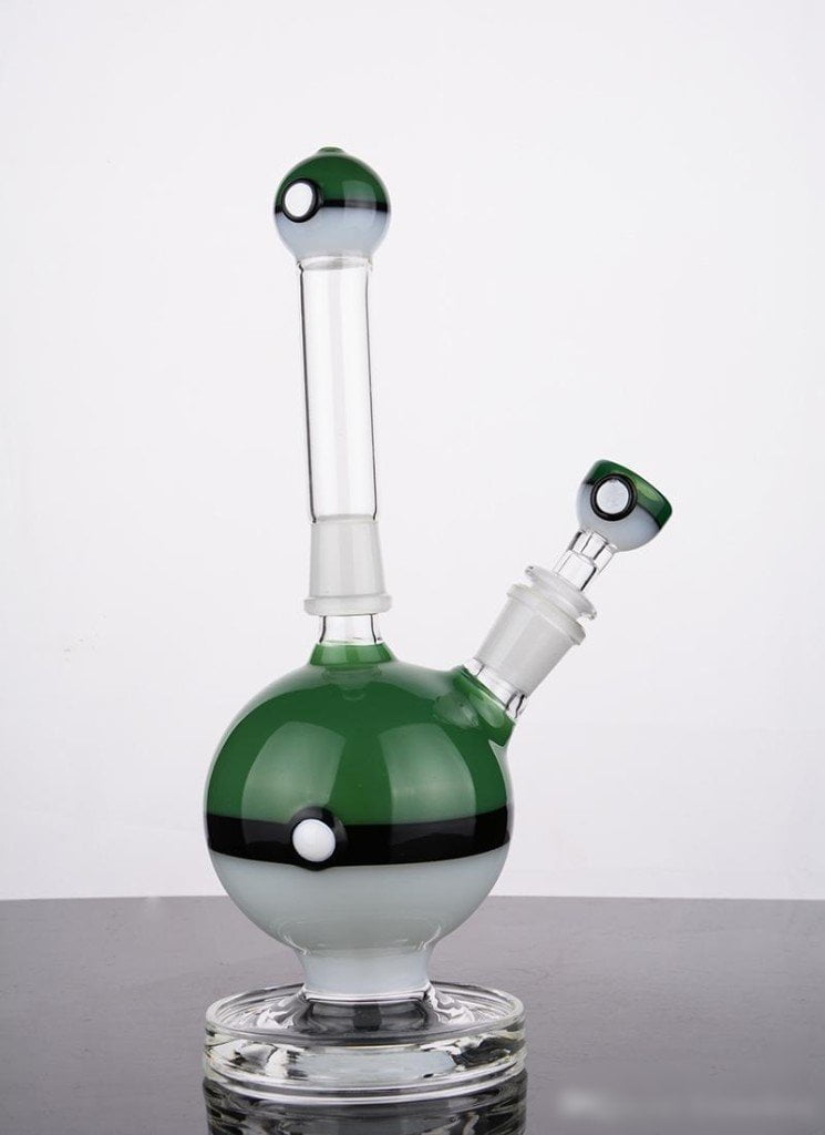 Heady Yellow Poke Bubbler Bong Colorful Recycler Dab Rig Blue Thick Ball Beaker Removable Bong with 14MM joint