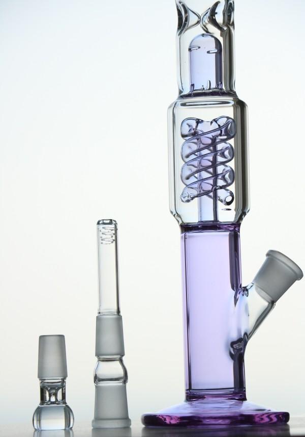 Lavender Purple Glass Water Smoking Bings Straight With Recyler Pipes Oil Rigs 2015 Newesr Free Shipping GlASS BONGS