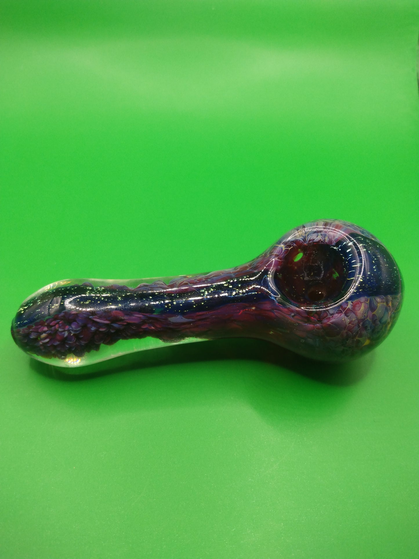 4" Purple and Dark Blue Striped Glass Hand Pipe (Spoon)