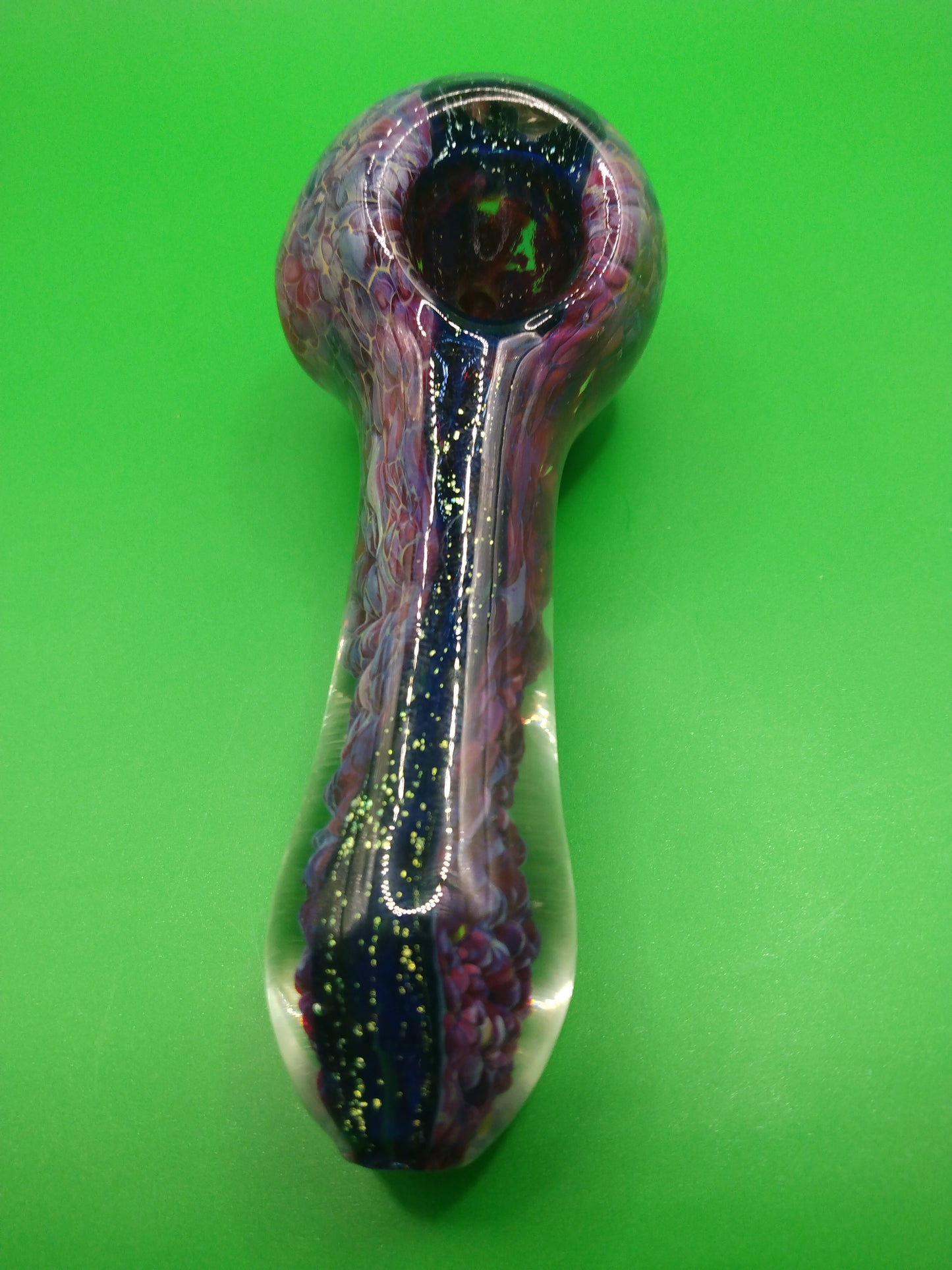 4" Purple and Dark Blue Striped Glass Hand Pipe (Spoon)