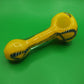 4" Yellow and Blue Striped Glass Hand Pipe (Spoon)