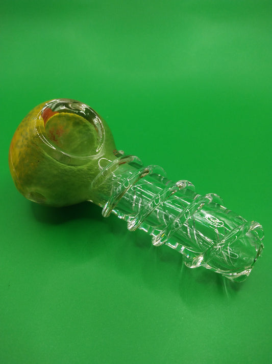 3.5" Yellow/Green/Red Spiral Glass Hand Pipe (Spoon)