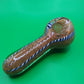 3.5" Brown & White/Blue Striped Glass Hand Pipe (Spoon)