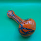 4" Orange and Blue Striped Glass Hand Pipe (Spoon)