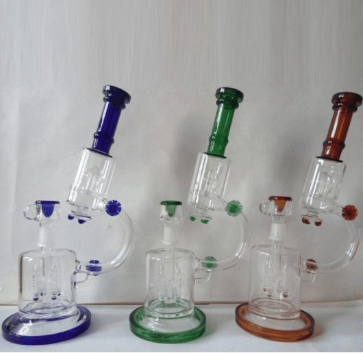 Microscope Bong - 14in tall -Double Perc + Recycler