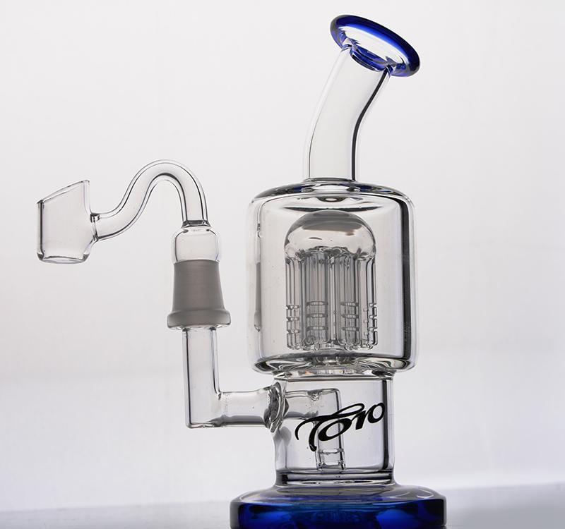 TORO Blue 14mm male joint with bowl pieces thick glass Bong heady oil rigs glass bongs water pipes recycler dab vapor burner