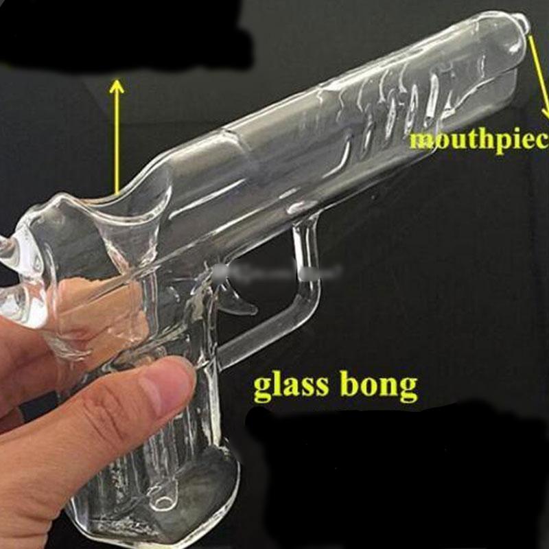 Glass gun shape dab oil rigs water Glass Bongs Smoking Pipes Vaporizer Percolator tornado perc bong ash catcher
