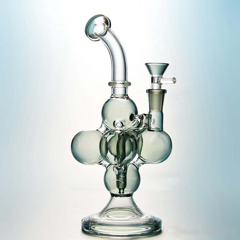 3D Molecular Structure Recycler Bong With Inline Perc 10 Inch Heady Dab Rig Scientific Water Bongs 14.5mm Joint Mini Glass Bubbler XL244