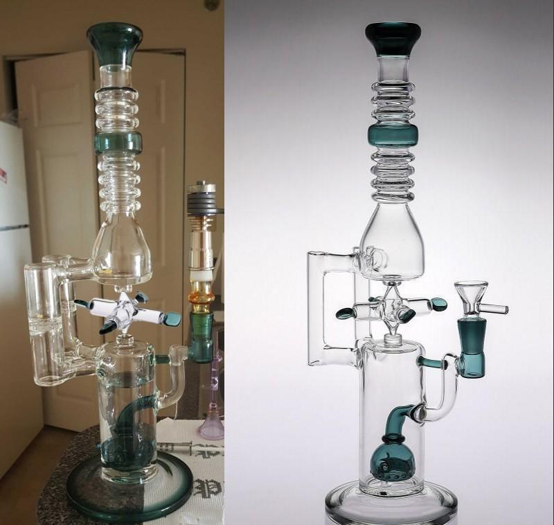 2016 Special Premium glass bong Heavy thickness 18mm oil rig bong Recyclery water pipe oil rigs Pluse glass water pipe Incycler