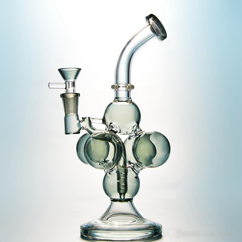 3D Molecular Structure Recycler Bong With Inline Perc 10 Inch Heady Dab Rig Scientific Water Bongs 14.5mm Joint Mini Glass Bubbler XL244