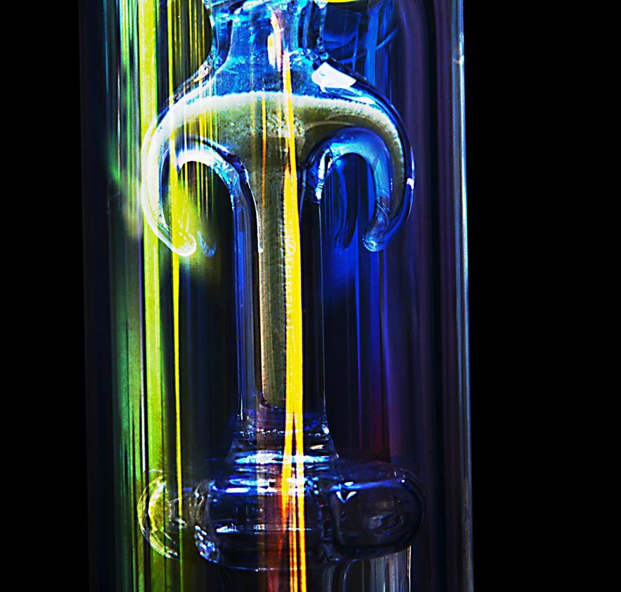 Iridescent Bong With Percolator  - 12.2in Tall | 14mm Bowl